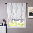 thumbnail image 1 of DriftAway Samantha Tie Up Curtain Floral Damask Pattern Room Darkening Thermal Insulated Adjustable Balloon Curtain Shade for Small Window Rod Pocket 1 Panel 45" x 63" Light Gray White, 1 of 8