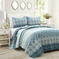 thumbnail image 1 of The Curated Nomad La Boheme 3-piece Striped Patterned Quilt Set Navy/Blue Full - Queen Striped, 1 of 11