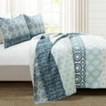 thumbnail image 1 of The Curated Nomad La Boheme 3-piece Striped Patterned Quilt Set Navy/Blue King Striped, 1 of 11