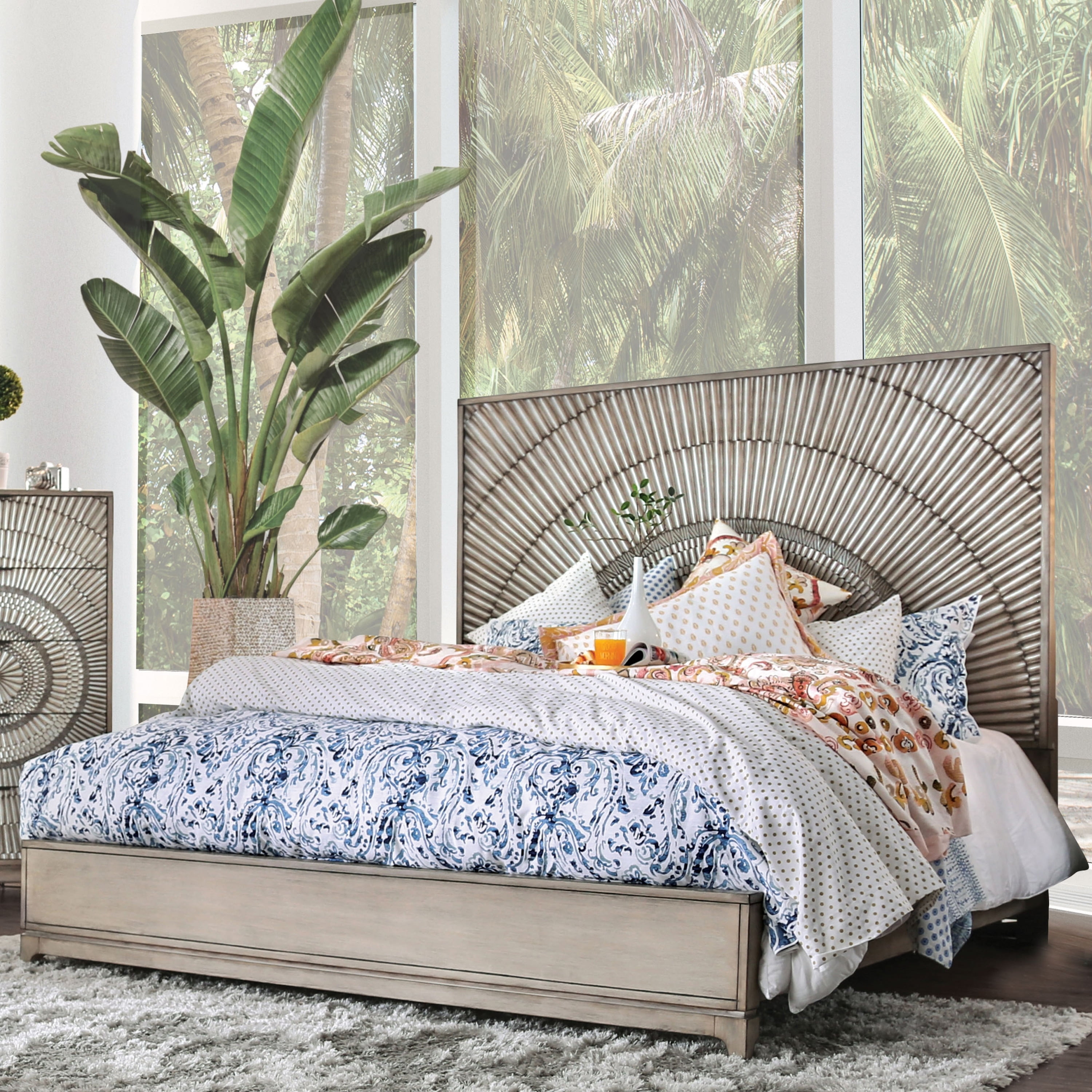 The Curated Nomad Levant Transitional Antique Grey Panel Bed