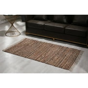 The Curated Nomad  Lorton Handwoven Multicolor Leather and Cotton Rug 3' x 5' 3' x 5'