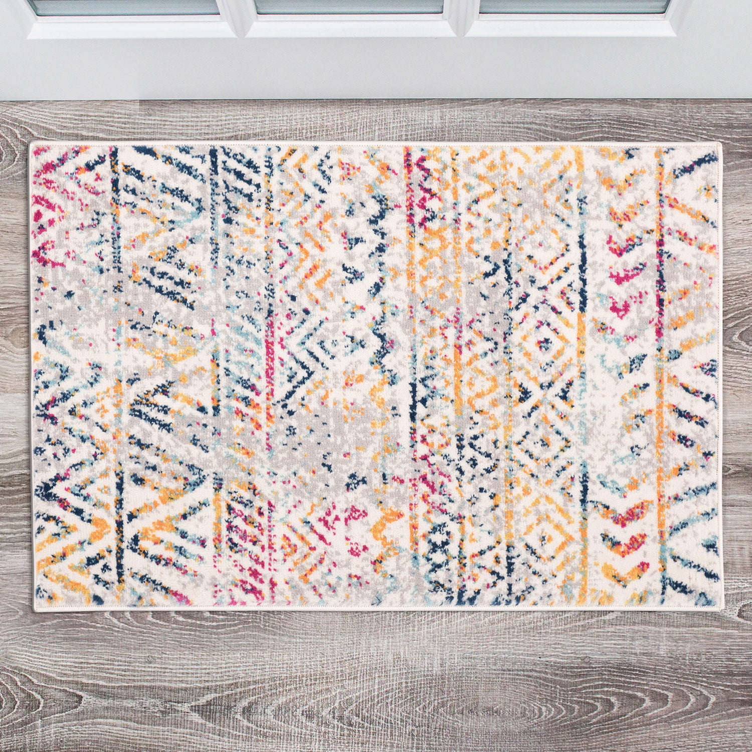 World Rug Gallery Geometric Distressed Bohemian Multicolored 2'x3' Door ...