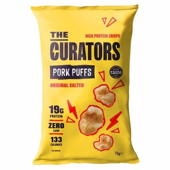 The Curators Original Salted Pork Puffs 75g, British Import (Pack of 6)