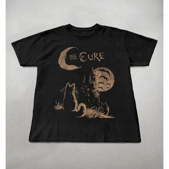 The Cure Cat Tee, 90s Alt Indie Rock, Unisex shirt, Music Gifts, Cat Lover gifts