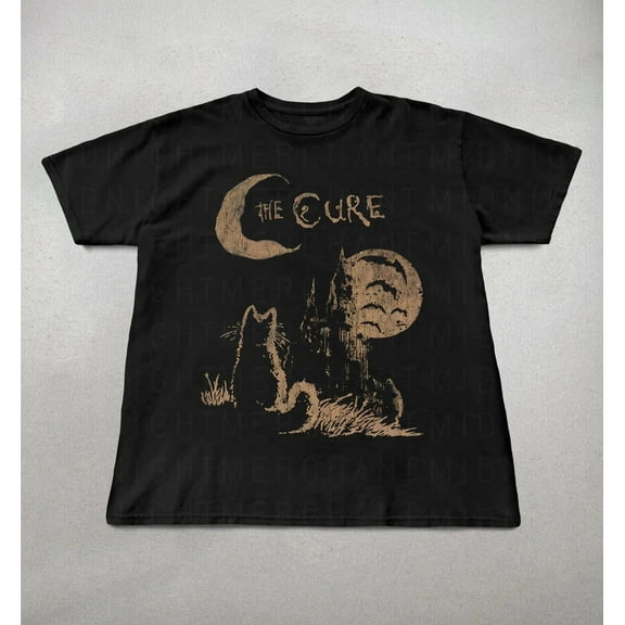 The Cure Cat Tee, 90s Alt Indie Rock, Unisex shirt, Music Gifts, Cat Lover gifts