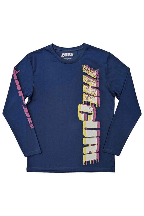 The Cure Unisex Long Sleeve T-Shirt: Glitched Logo (Sleeve Print) (XX-Large)
