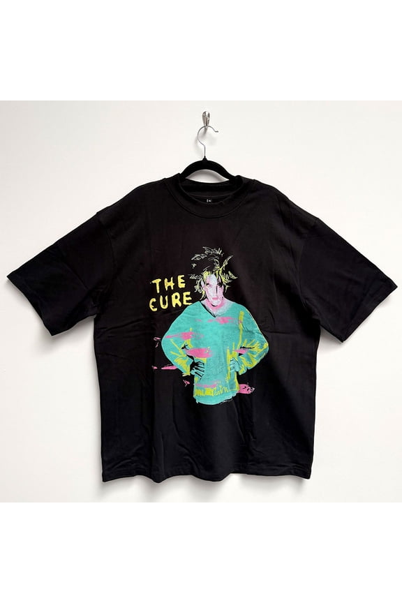 The Cure Unisex Oversized Boxy T-Shirt Beach Party Tour '86 (Black) (Back Print) (XX-Large)