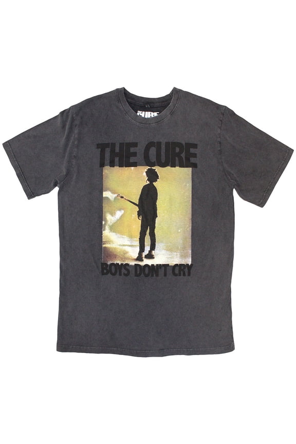 The Cure Unisex Stone Wash T-Shirt Boys Don't Cry Box (Charcoal Grey) (Large)