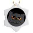 thumbnail image 1 of 3drose, the Curious Cat Grey with Orange Eyes Black, 3 inch Snowflake Porcelain Ornament, 1 of 7