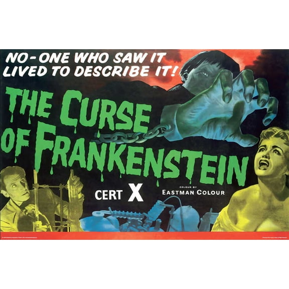 Hammer Films Curse of Frankenstein Poster - 36in x 24in