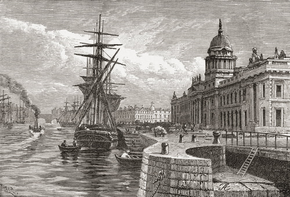 The Custom House Dublin Ireland in the 19th century From Cities of the World published c1893 Canvas Art - Ken Welsh Design Pics (32 x 22)