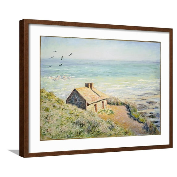 Art.com The Customs Hut, Morning, 1882 Giclee Print by Claude Monet, Brown Frame Wall Art, 29" x 23"