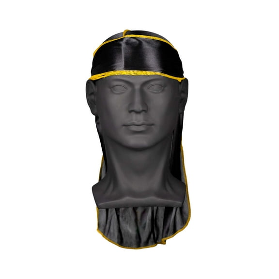 The Cut Buddy - Nick Wavy Collection - 360 Waves Silky Satin Durag Hair Cap for Men - Black/Yellow