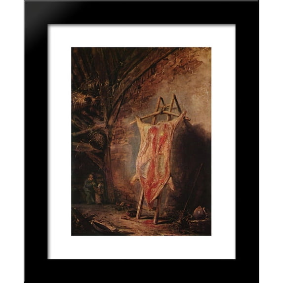 The Cut Pig 20x24 Framed Art Print by Ostade, Isaac van