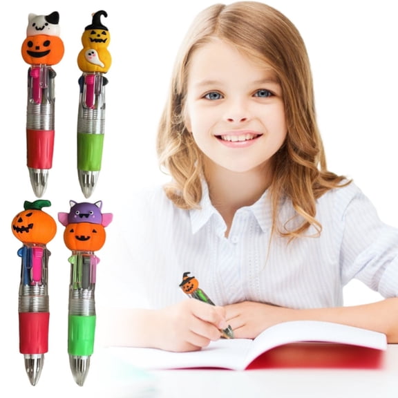The Cute And Portable Four Color Halloween Pumpkin Ballpoint Pen 1ML, Halloween Pumpkin Ballpoint Pen, Portable Holiday Pen, Seasonal Stationery Gift