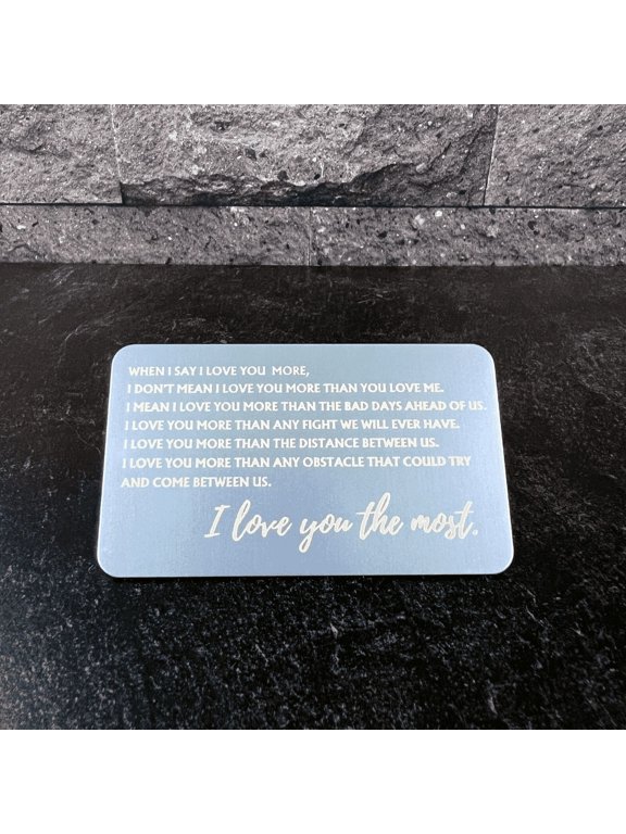 I Love You Most Engraved Wallet Insert, Couples Gift, Anniversary, Valentine Gift, Father's Day, Mother's Day Gift,Baby Blue