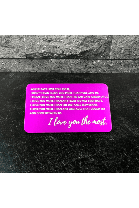 I Love You Most Engraved Wallet Insert, Couples Gift, Anniversary, Valentine Gift, Father's Day, Mother's Day Gift,Gold