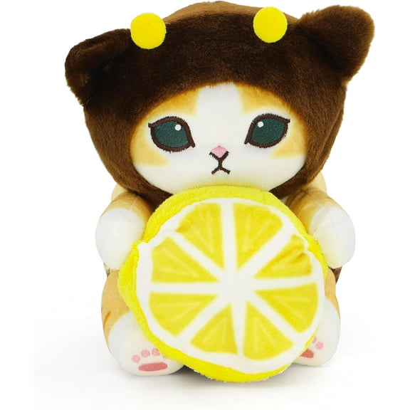 The Cutest Shark Cat Plush Toy Stuffed Animal Doll (Bee Cat - Lemon, 20cm/7.8in)