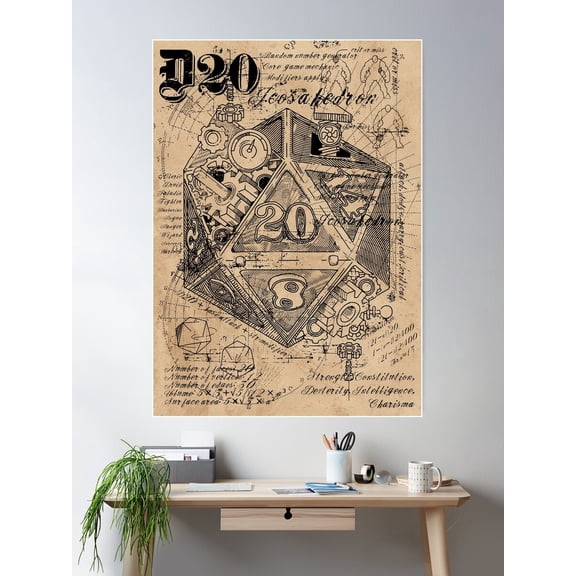 The D20 Poster Wall Art, Modern Wall Decor For Living Room Bedroom, 24x36 UNFRAMED