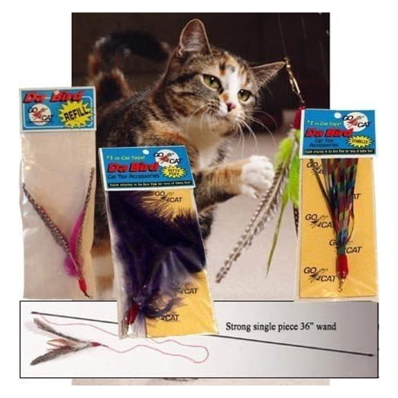 The Da Super Pack (Includes 1 Da Original 36" Single Pole Cat Toy, Refill, Sparkly Attachment, Kitty Puff Attachment & Peacock )