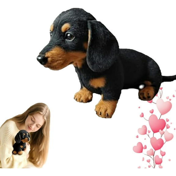 The Dachy 2.0, Dachy 2.0 Ai Powered Plush Dog, Ealistic Dachshund Plush Sofa Ornaments and Decorations, The Comfort Hug You Have (Black)