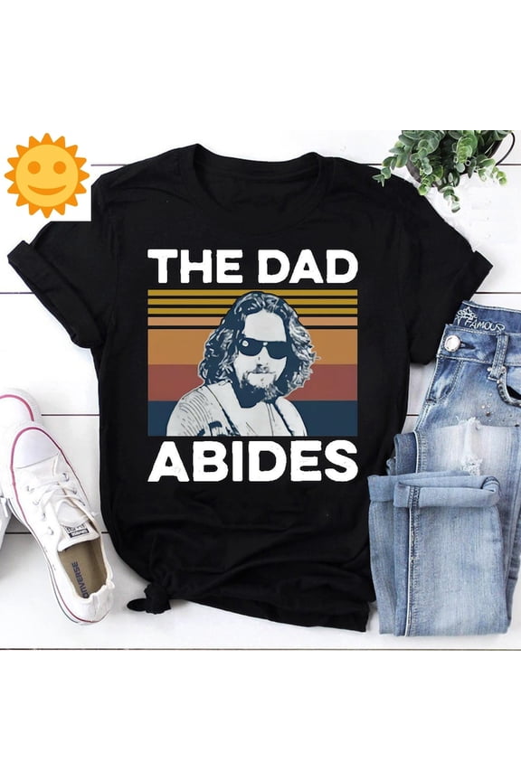 The Dad Abides The Dude Vintage T-Shirt, Big Lebowski Shirt, The Dude Shirt, 90s Movie Shirt, Comedy Movie Shirt, Father's Day Shirt