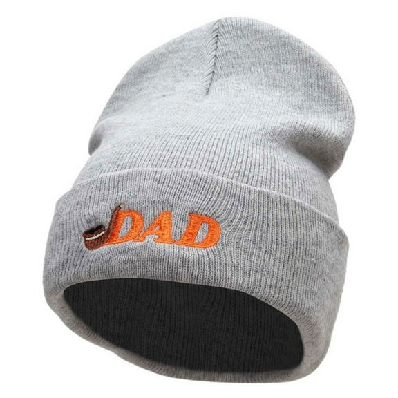 The Dad Pipe Embroidered 12 Inch Long Knitted Beanie - Heather Grey OSFM