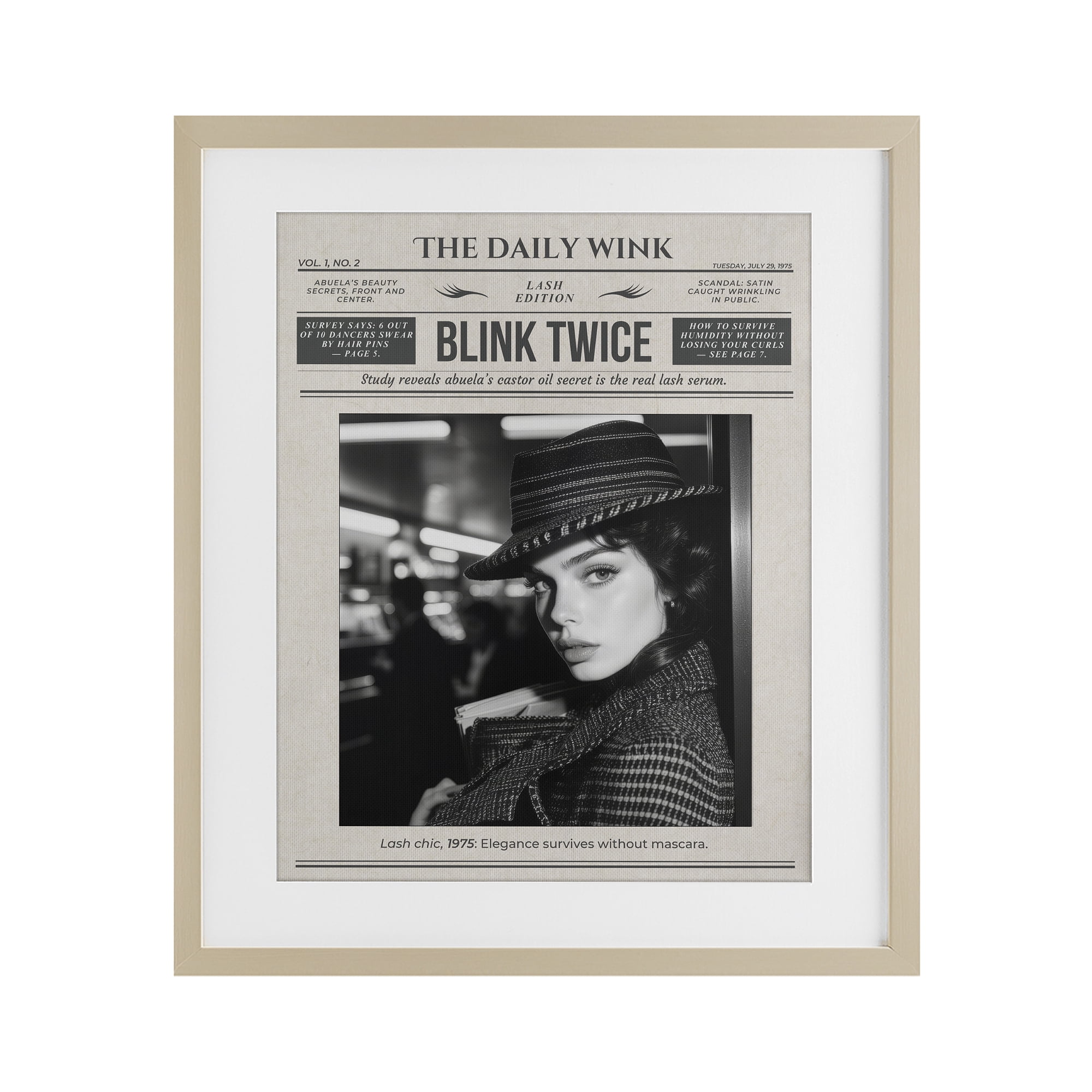 The Daily Wink Magazine Birch Framed Print Under Glass, design by A Barefoot Stylist