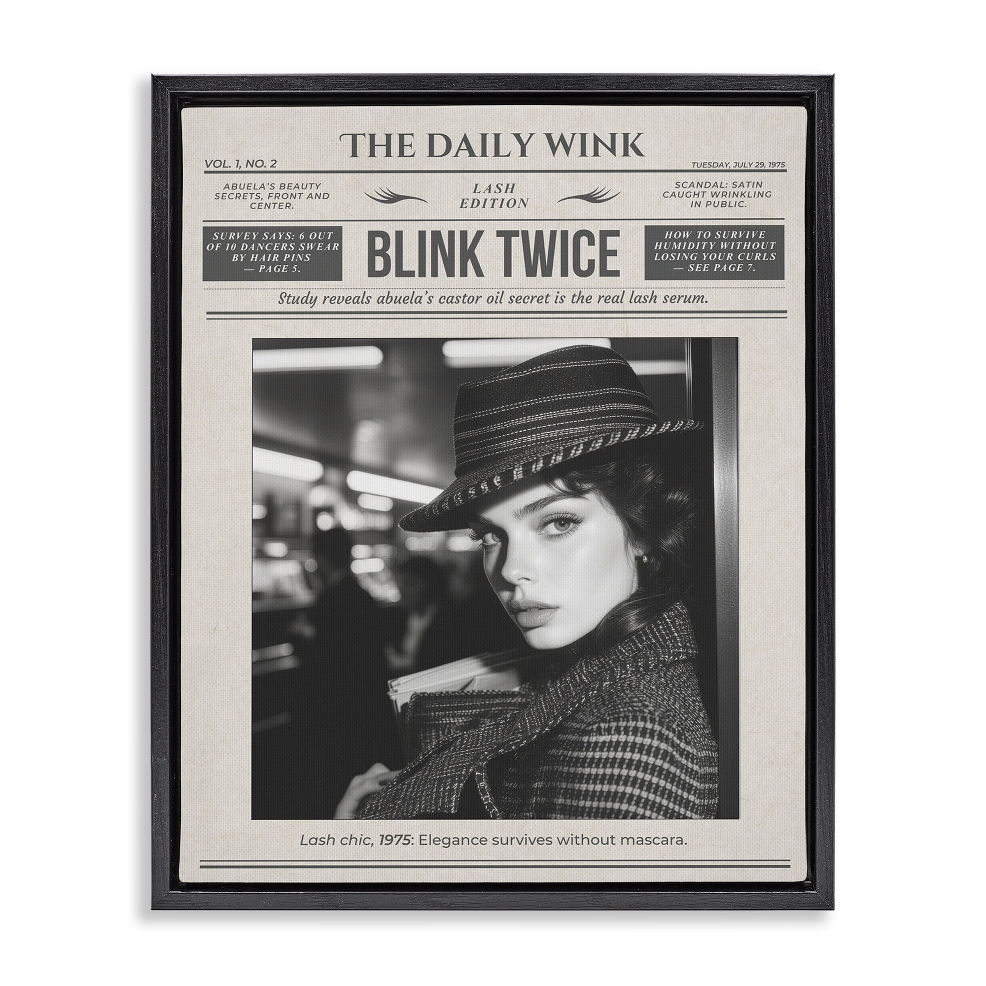 The Daily Wink Magazine Black Framed Floater Canvas Wall Art, design by A Barefoot Stylist