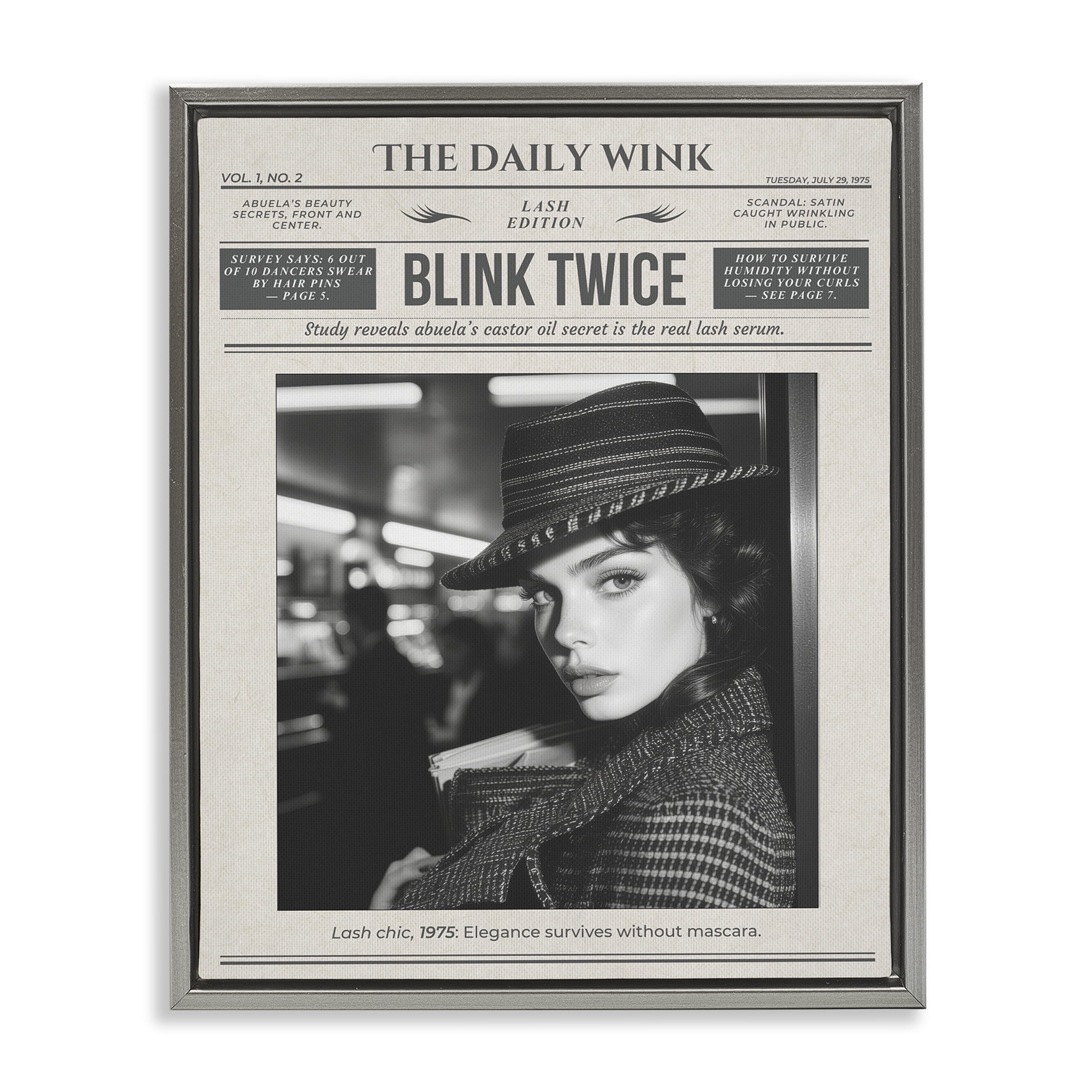 The Daily Wink Magazine Gray Framed Floater Canvas Wall Art, design by A Barefoot Stylist