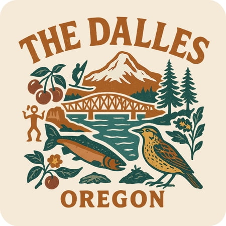 The Dalles Oregon Keepsakes Souvenir Vinyl Sticker – Destination Travel Keepsake Collectible (4-Inches Wide)
