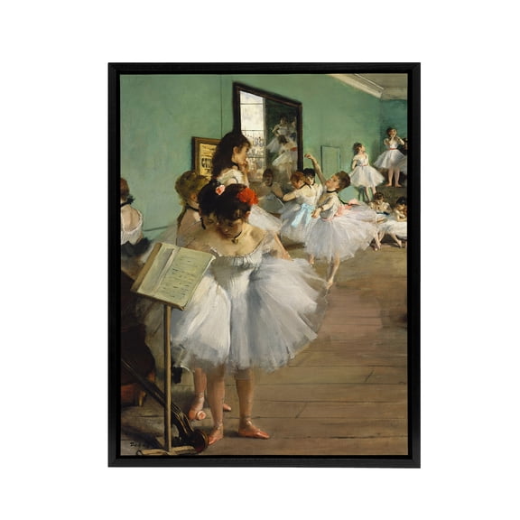 The Dance Class Ballet Studio Degas Vintage Black Framed Canvas Wall Art 12X16"