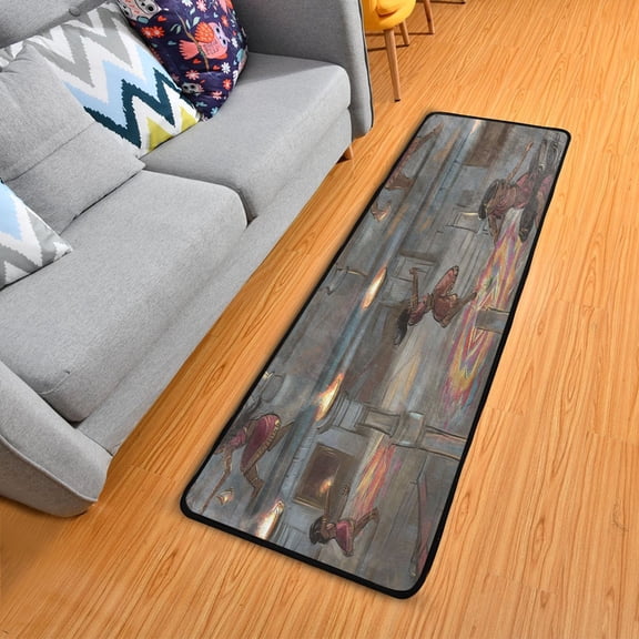 The Dancing Girl Elegant Area Rug 72" x 24" Non-Slip Polyester with Cotton Padding