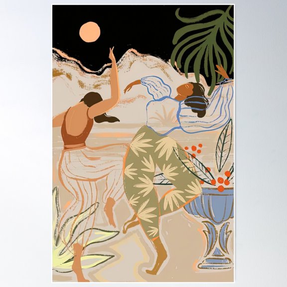 The Dancing Under Moonlight Exhibition Poster Wall Art, Modern Wall Decor For Living Room Bedroom, 8x12 UNFRAMED