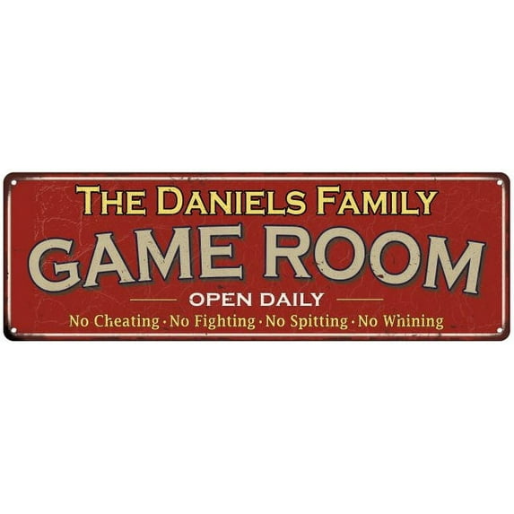 The Daniels Family Red Game Room Metal 6x18 Sign 106180038655