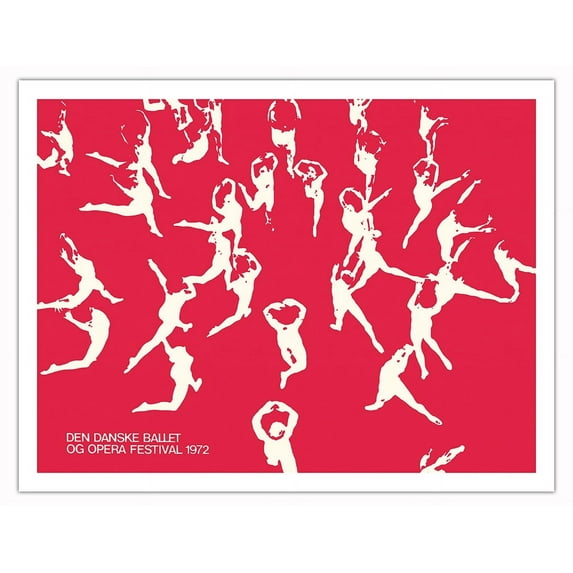 The Danish Opera and Ballet Festival - Royal Danish Ballet (Den Danske Ballet) - Vintage Dance Poster by John Johnsen c.1972 - Fine Art Matte Paper Print (Unframed) 20x26in