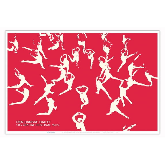 The Danish Opera and Ballet Festival - Royal Danish Ballet (Den Danske Ballet) - Vintage Dance Poster by John Johnsen c.1972 - Master Art Print (Unframed) 12in x 18in