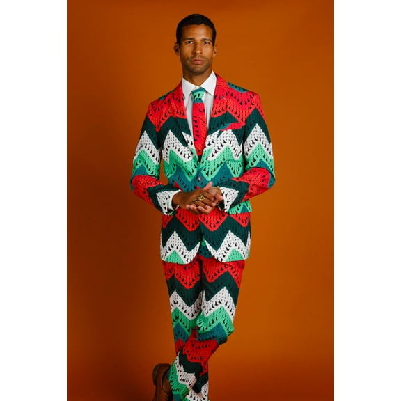 The Dapper Doily - Shinesty Quilted Print Christmas Suit  US Jacket 40