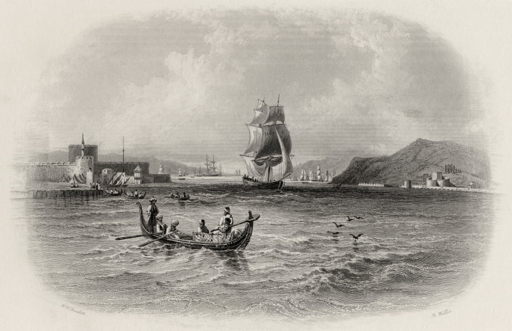 The Dardanelles Turkey Engraved By R Wallis After W H Bartlett Canvas Art - Ken Welsh Design Pics (18 x 11)
