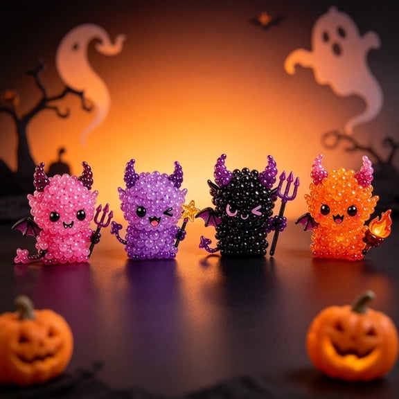 The Dark Glowing DIY Bead Kit,Halloween Theme Glowing DIY Craft Kit for Stress Relief, for Adults, Teenagers, and Beginners