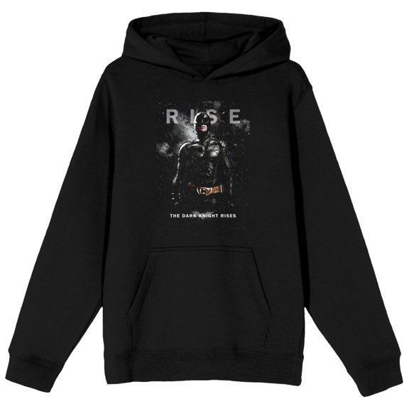 The Dark Knight Rises DC Comic Book Men's Black Graphic Print Hooded Sweatshirt- XL