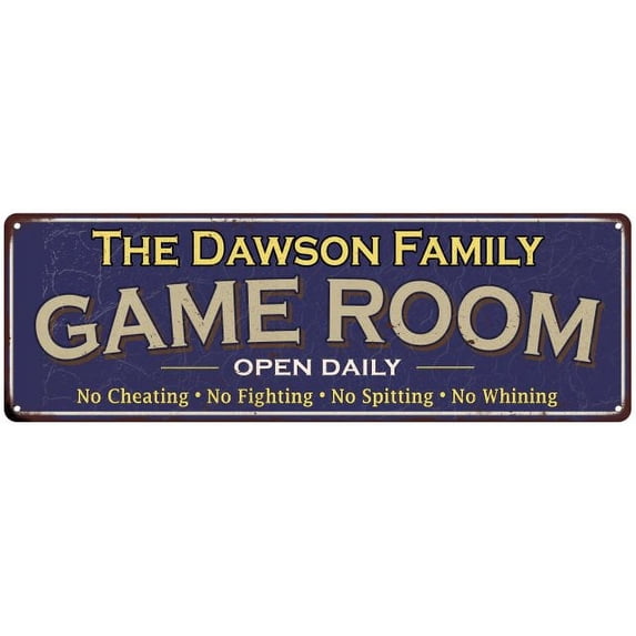 The Dawson Family Blue Game Room Metal 6x18 Sign 106180037467