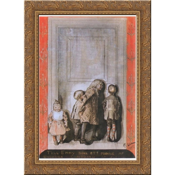 The Day Before Christmas 24x18 Gold Ornate Wood Framed Canvas Art by Carl Larsson