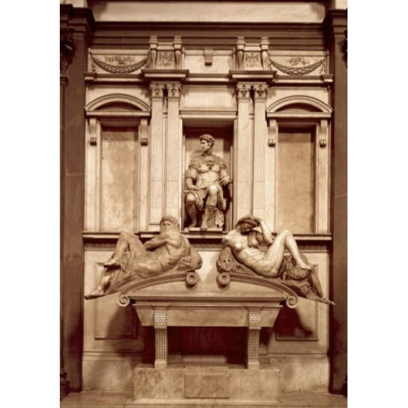 The Day & Night Michelangelo Buonarroti Medici Chapel Florence Italy Poster Print