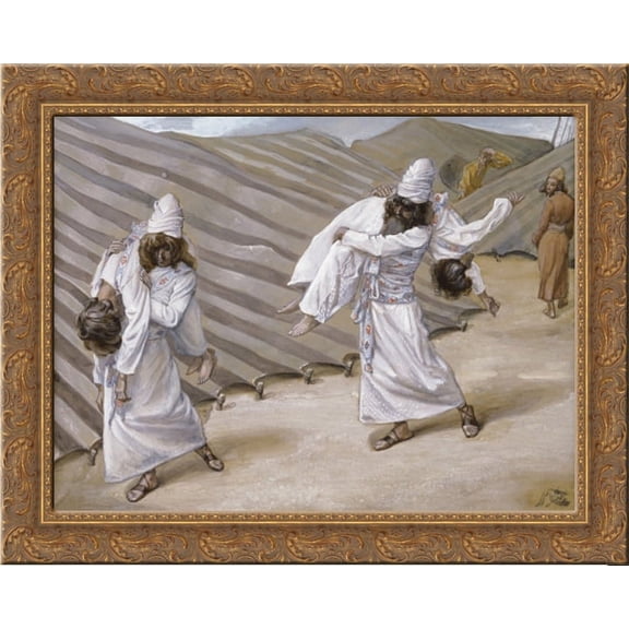 The Dead Bodies Carried Away 24x20 Gold Ornate Wood Framed Canvas Art by James Tissot