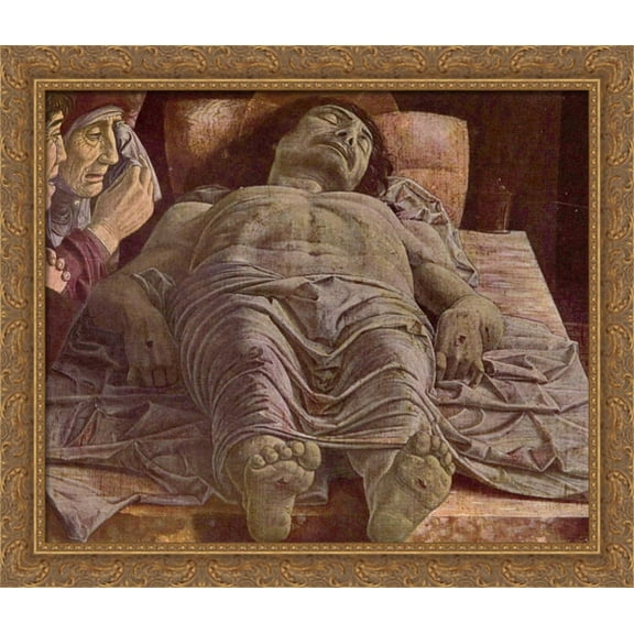 The Dead Christ (Lamentation of Christ) 32x28 Large Gold Ornate Wood Framed Canvas Art by Andrea Mantegna