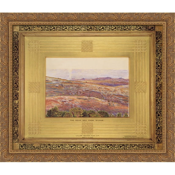 The Dead Sea from Siloam 32x28 Large Gold Ornate Wood Framed Canvas Art by William Holman Hunt