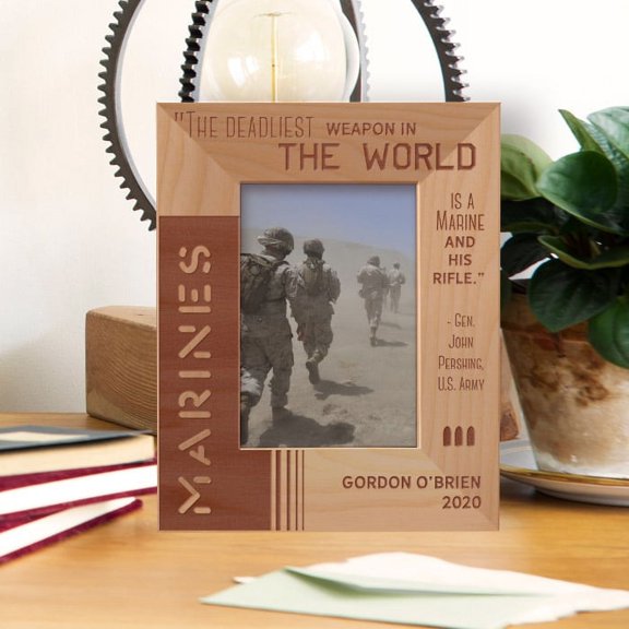 The Deadliest Weapon In The World Personalized Wooden Frame 3 1/2" x 5" Brown (Vertical)