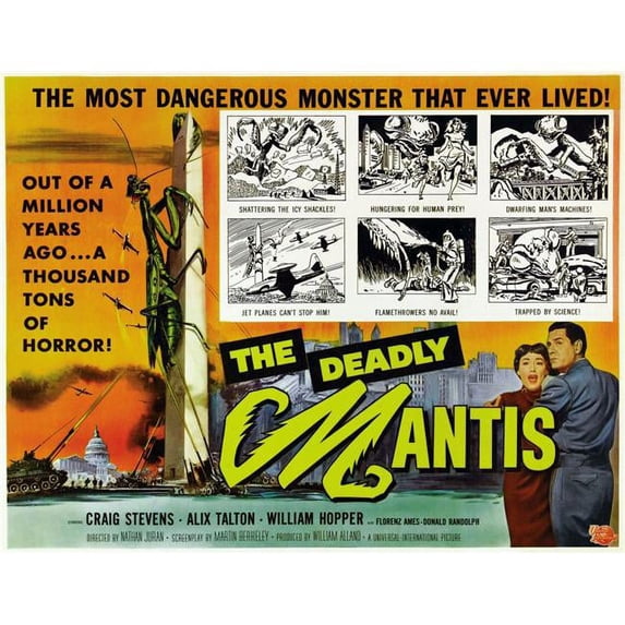 The Deadly Mantis Bottom Right From Left: Alix Talton Craig Stevens; Half-Sheet Poster 1957. Movie Poster Masterprint (14 x 11)