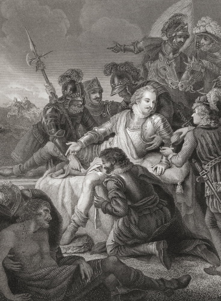 The Death Of Sir Philip Sidney Sir Philip Sidney 1554 Canvas Art - Ken Welsh Design Pics (26 x 36)